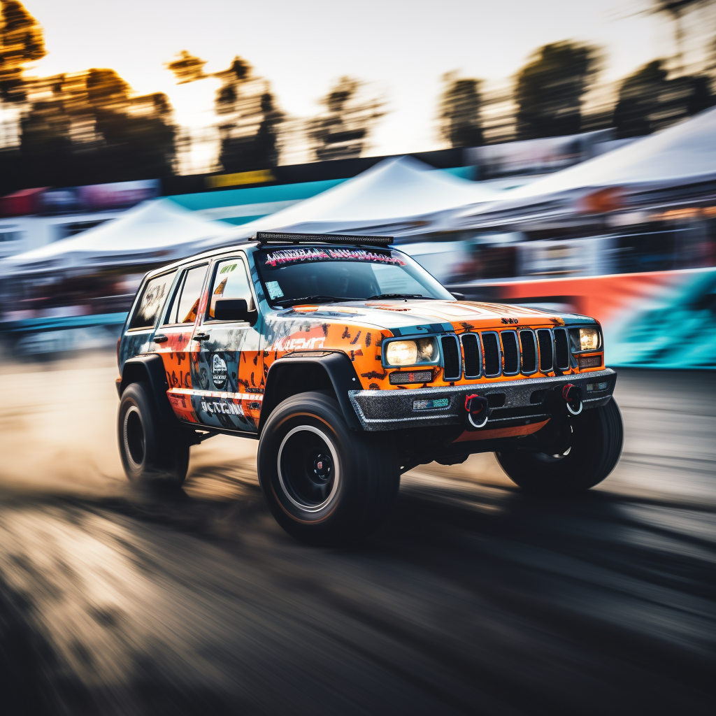 Custom Jeep Cherokee XJ Racing on NASCAR Circuit