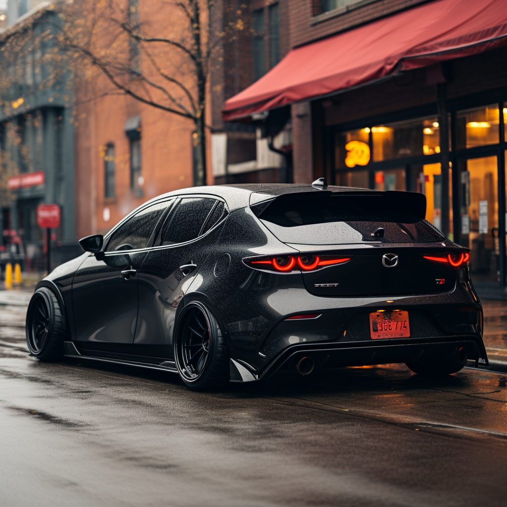 Satin black Mazda 3 hatchback 2020