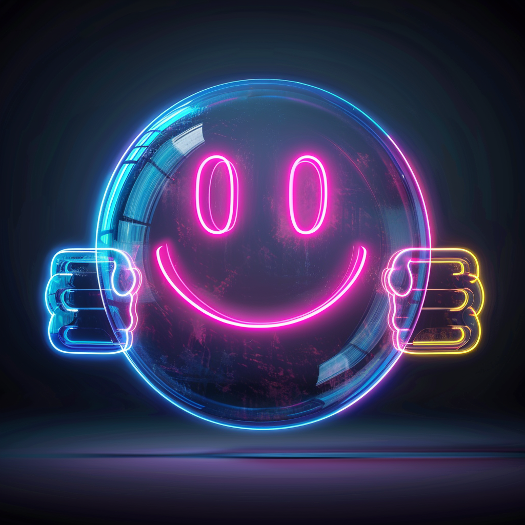 Neon smiley chat bubble icon