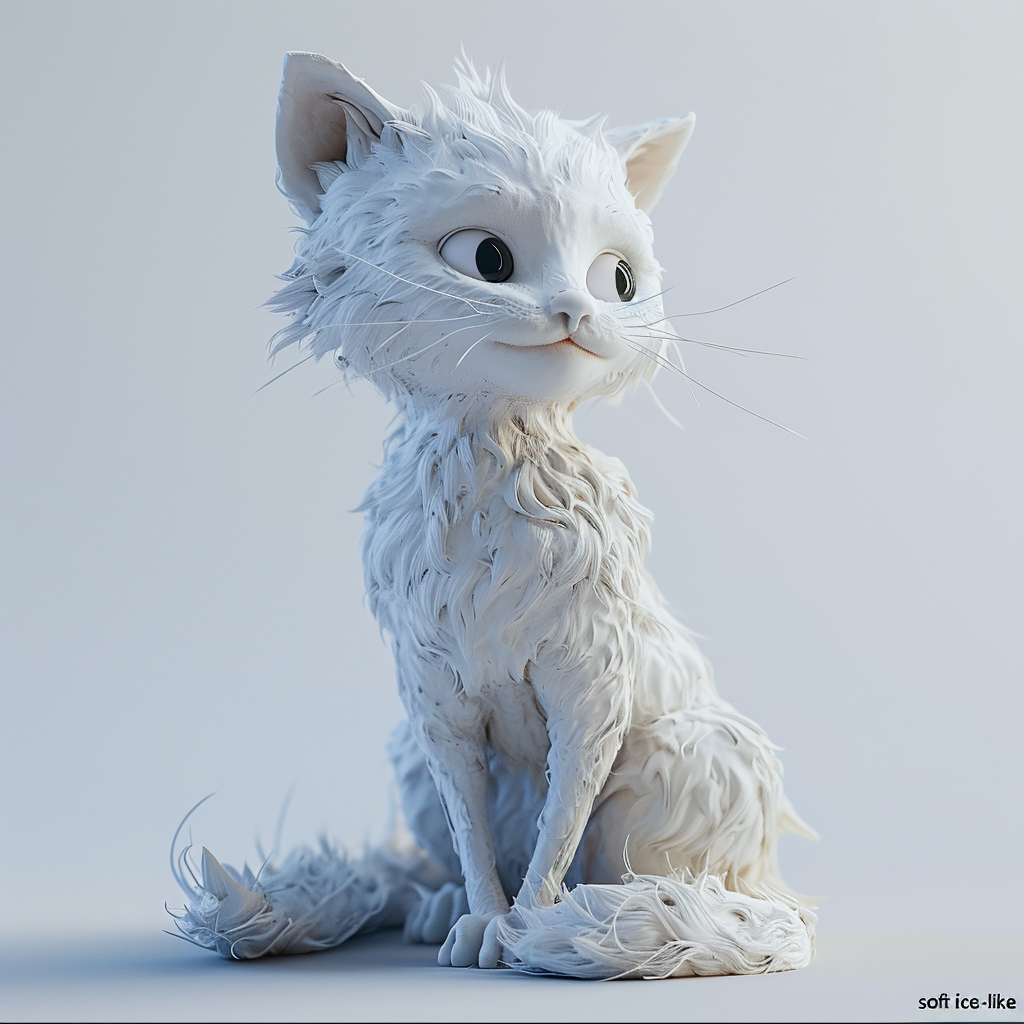 Cute 3D printed cat with Pixar style fur