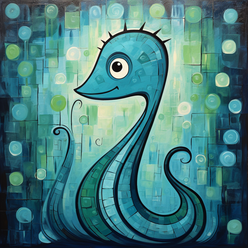 Cute abstract painting in blues and greens