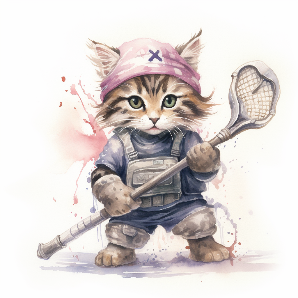 Cute girl cat playing lacrosse