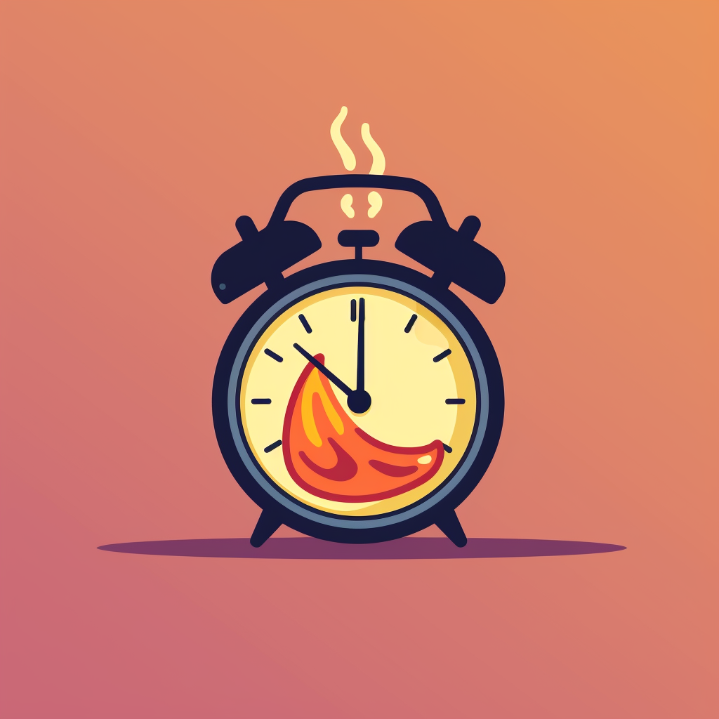 Cute alarm clock on fire illustration