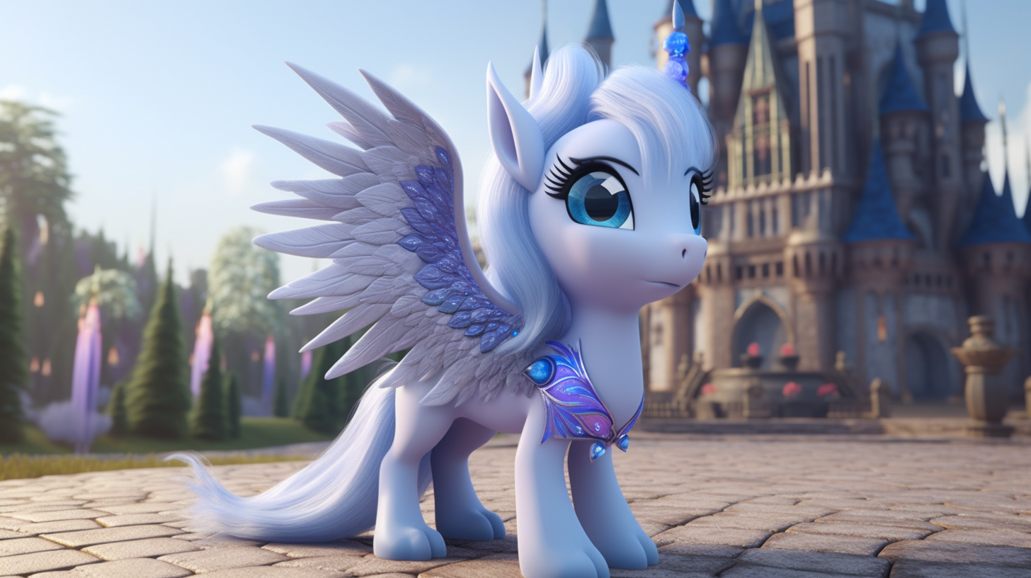 cute alicorn in front of castle