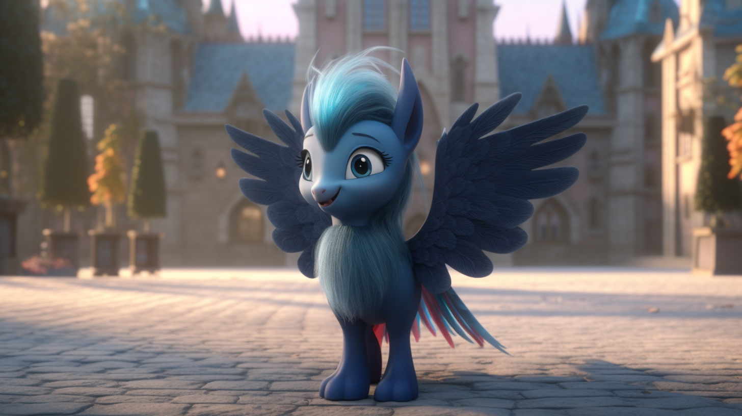 Cute Alicorn in Front of Magical Castle