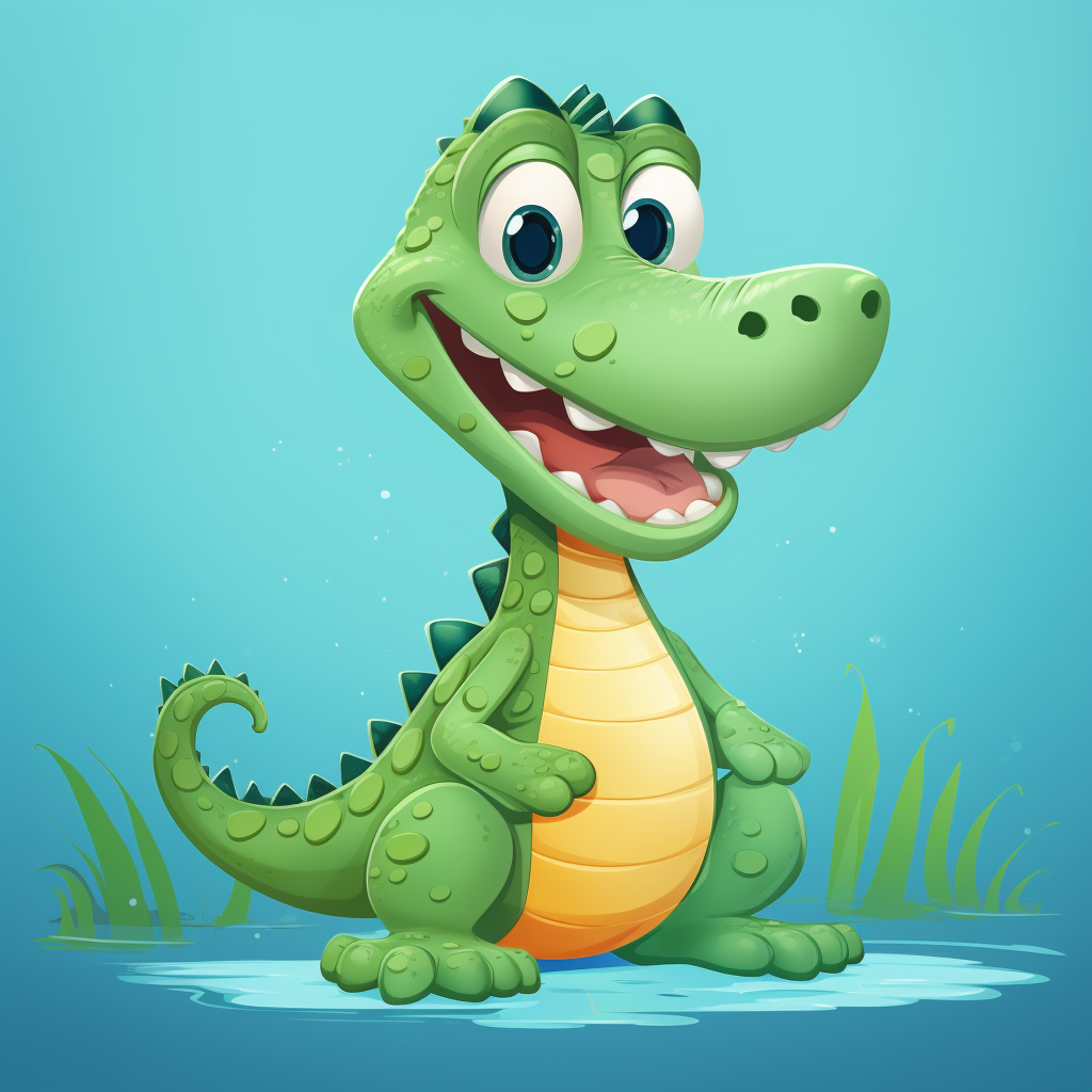 Cute alligator in cartoon style