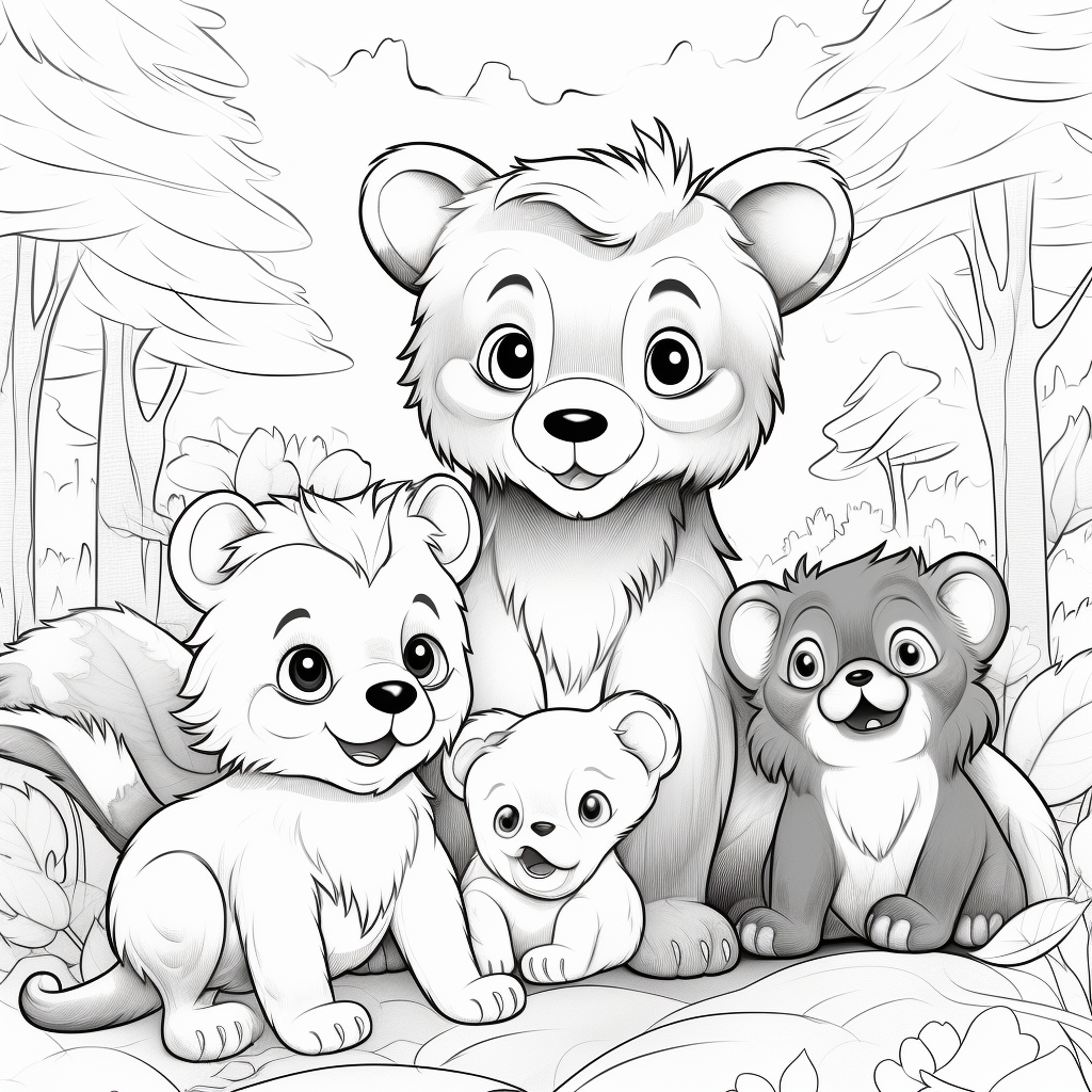 Cute Animals Coloring Page