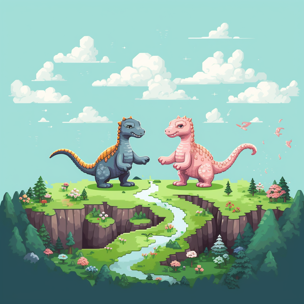 Pixel art illustration of dancing cute animals