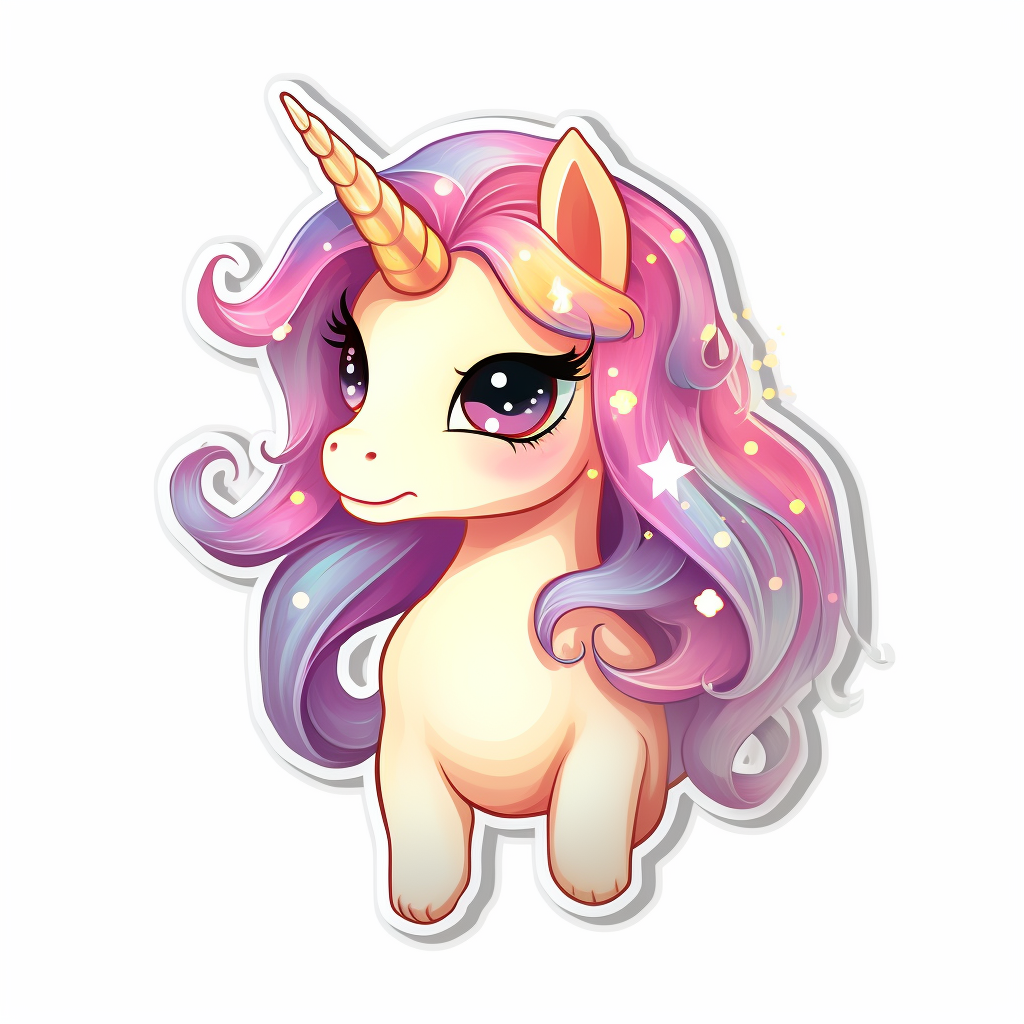 Cute animated unicorn sticker design