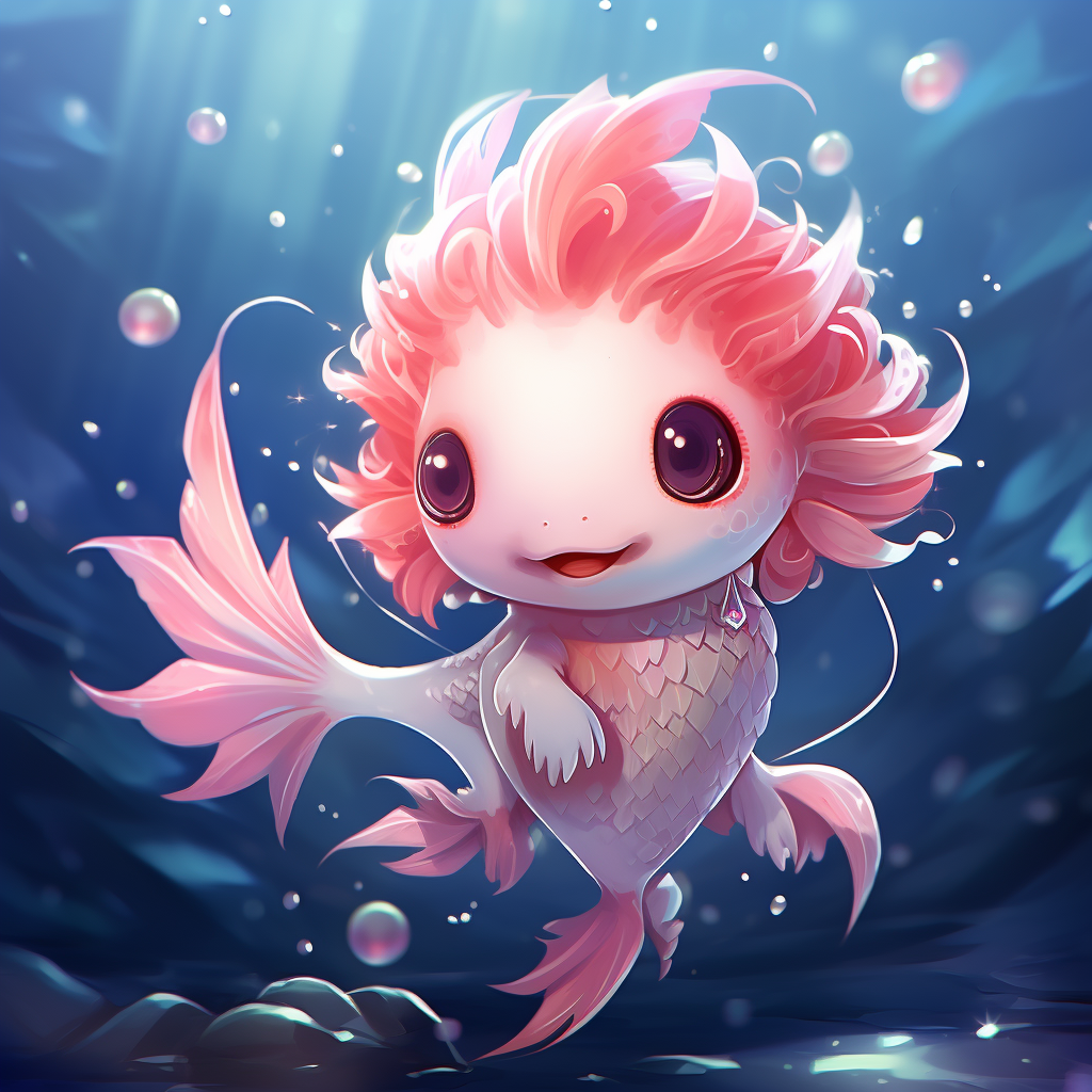 Charming axolotl mermaid artwork