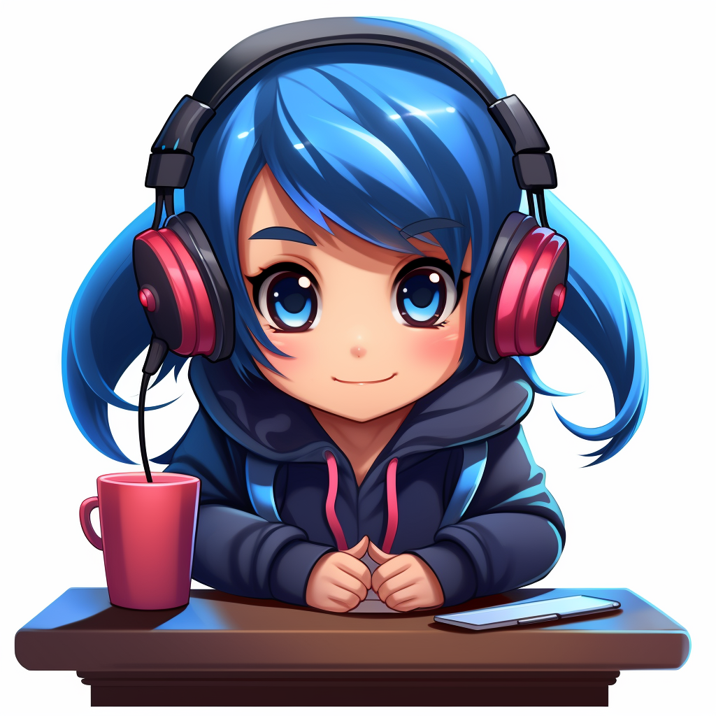 Clipart of a cute anime gamer girl