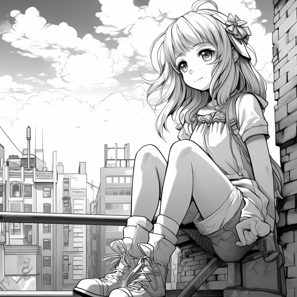 Cute anime girl in urban setting