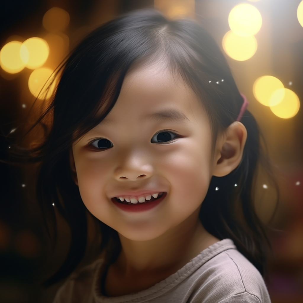 Cute Asian child with sparkling smile