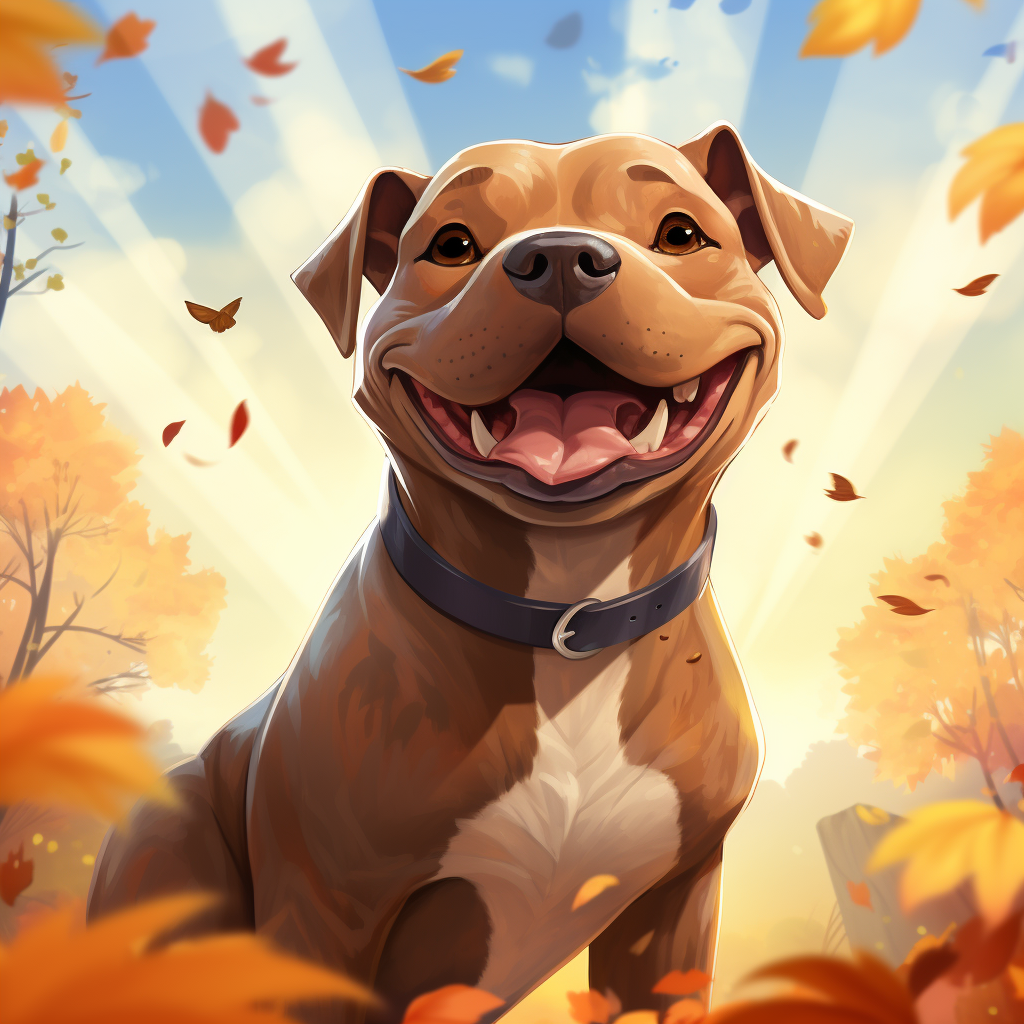 Smiling Staffordshire Bullterrier in Autumn