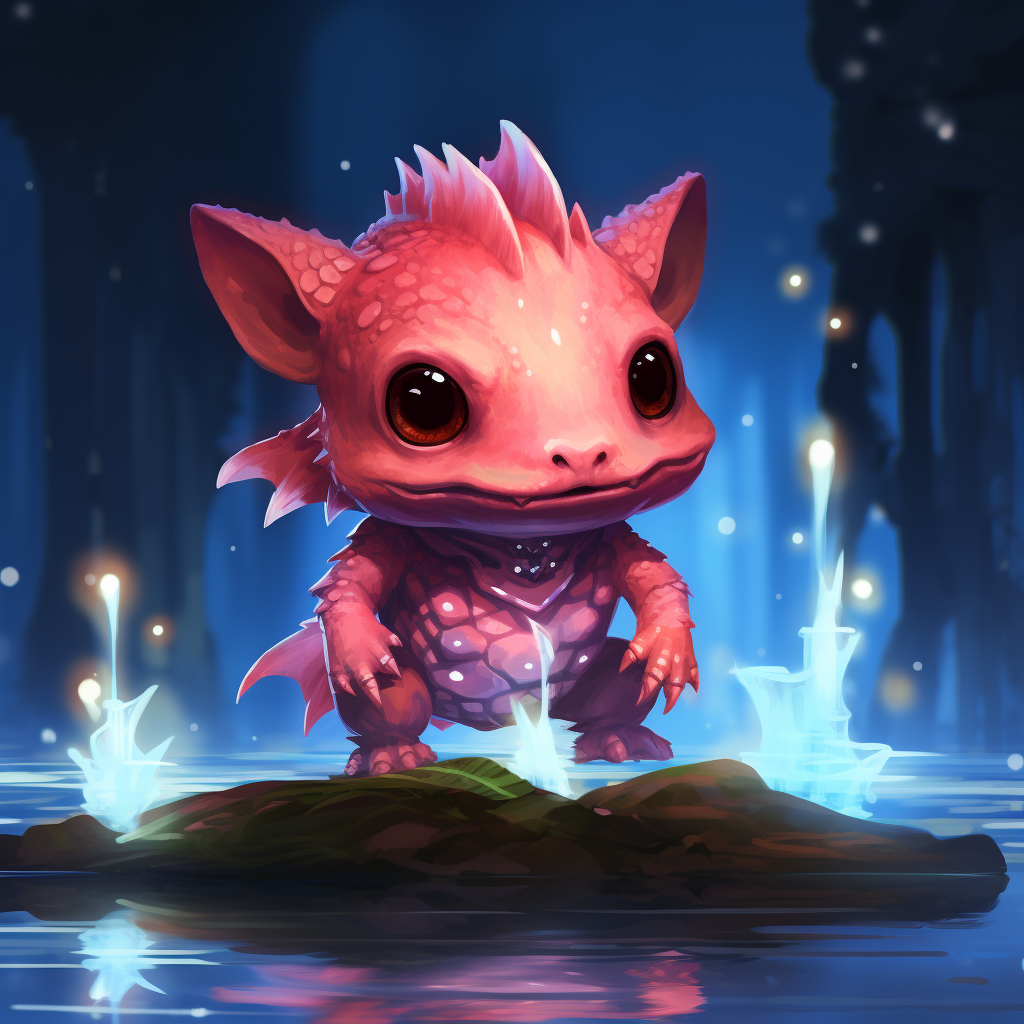 Young Child With Cute Axolotl Salamander Features