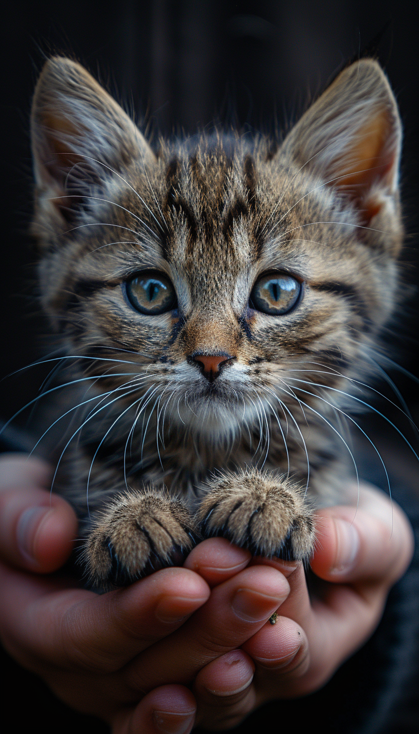 Adorable Baby Cat in Hand