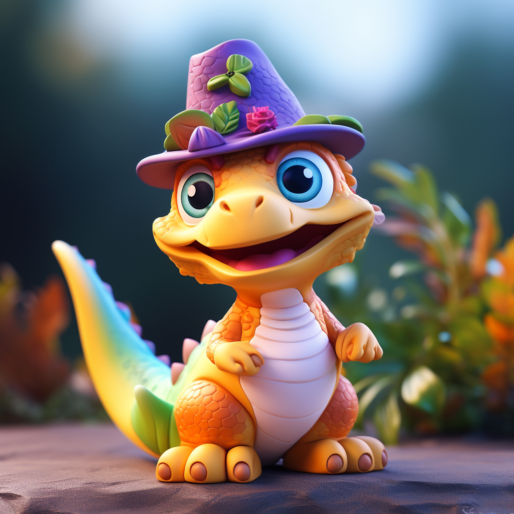 Cute Baby Dinosaur Wizard Animation