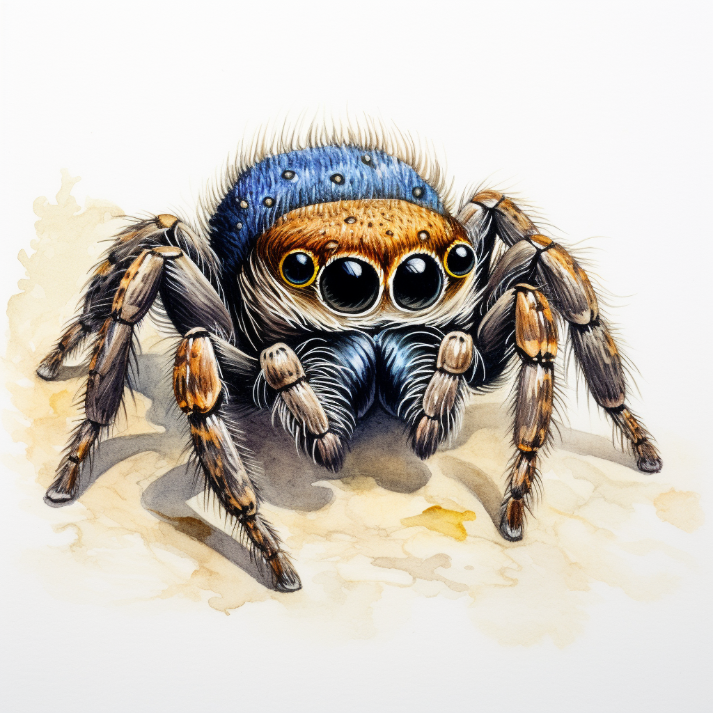 Beautiful Baby Jumping Spider in Watercolour