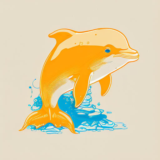 Cute baby orange dolphin standing