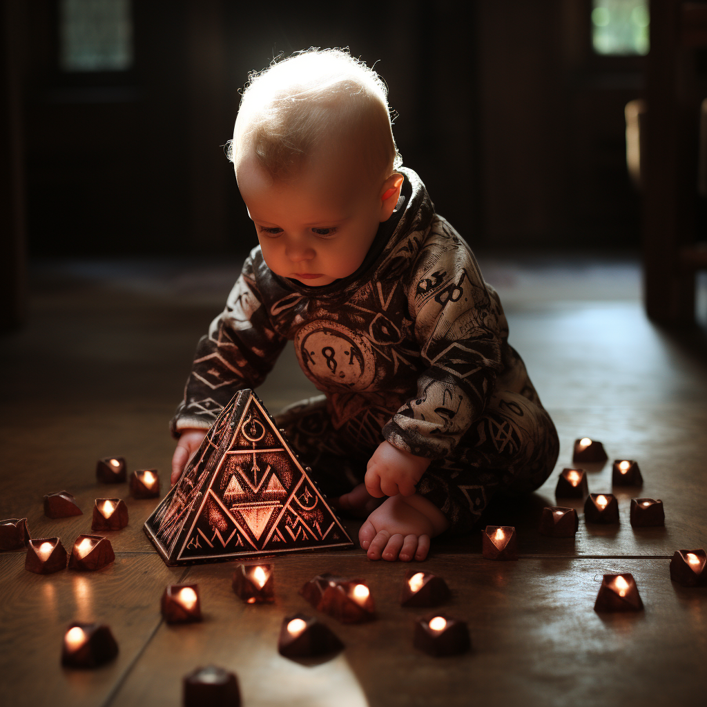 Cute baby playing with lament configuration