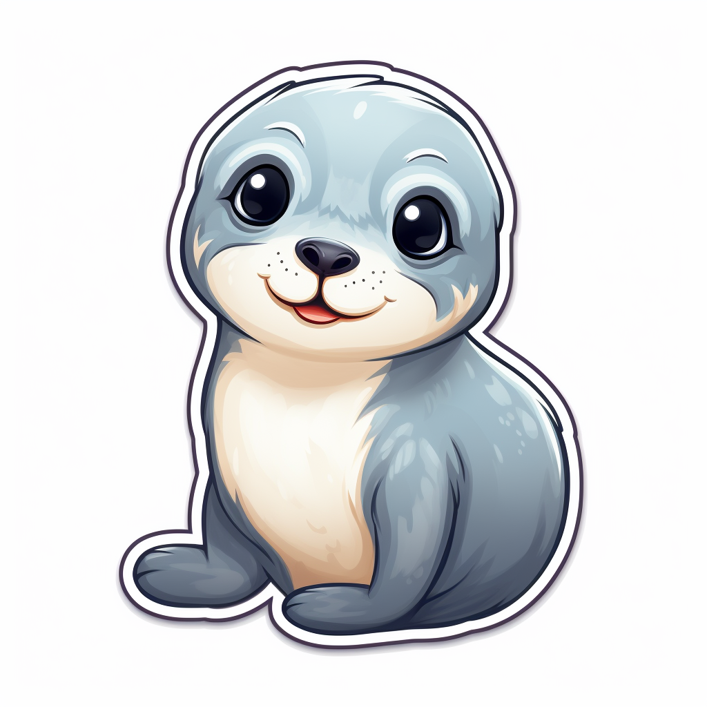 Adorable baby seal cartoon sticker