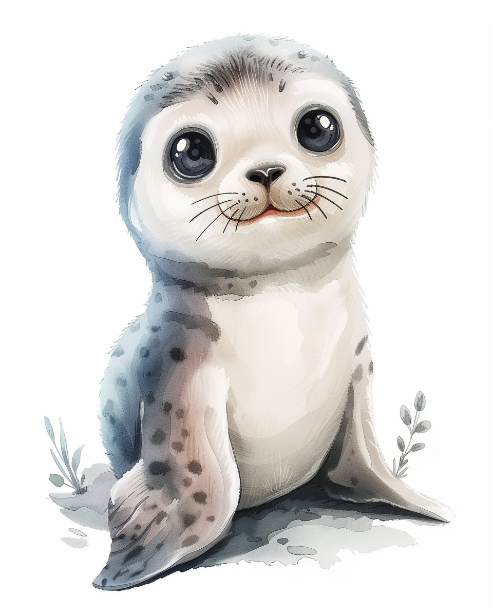 Cute baby seal cartoon poster