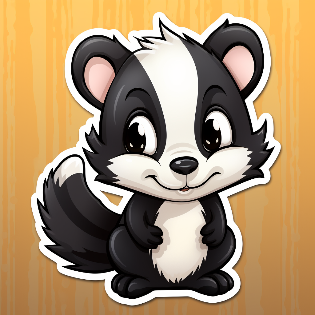 Cute baby skunk cartoon sticker