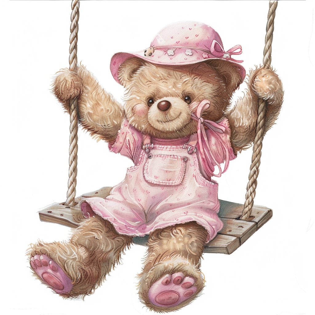 Cute Teddy Bear Swing Clipart