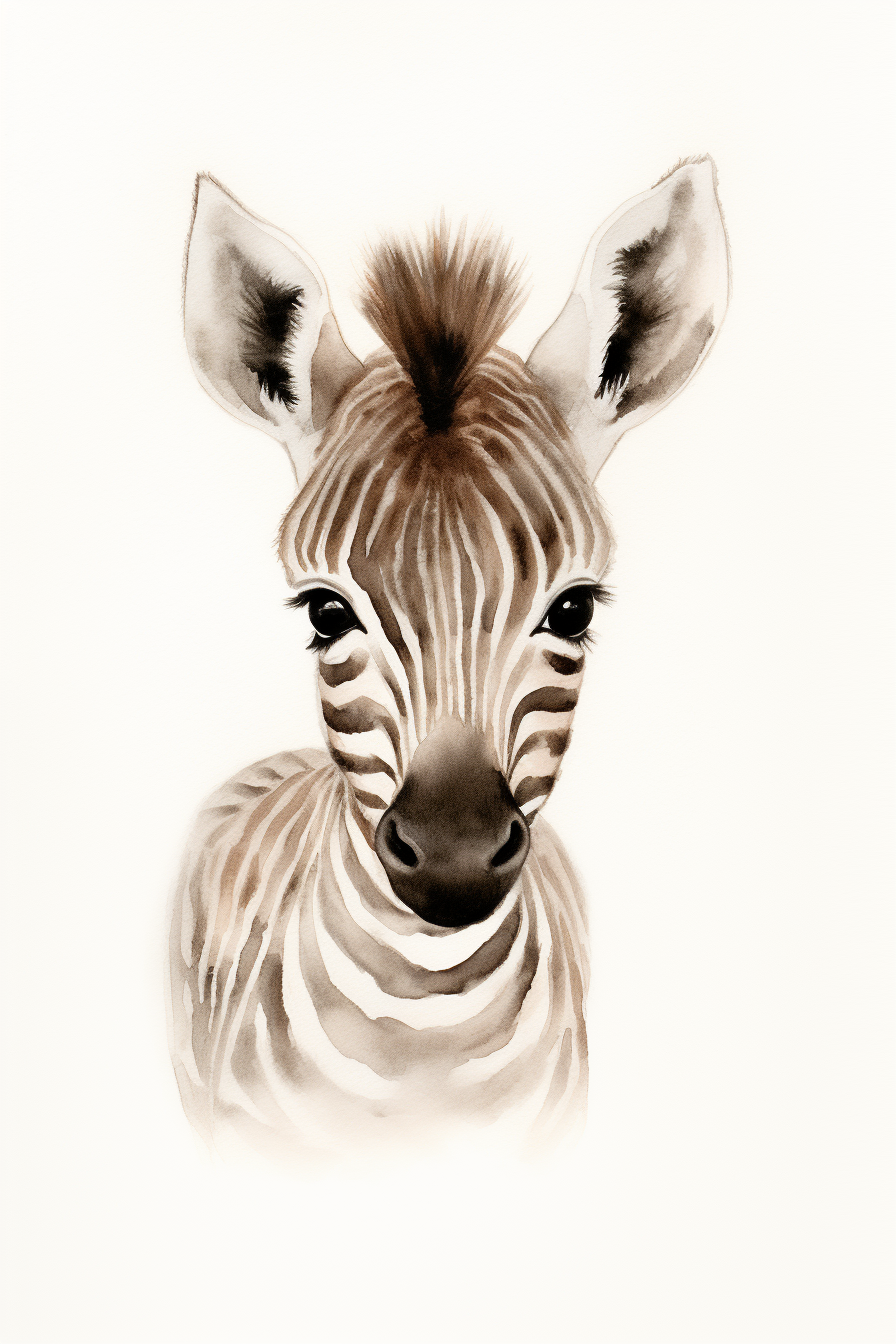 Cute baby zebra nursery art