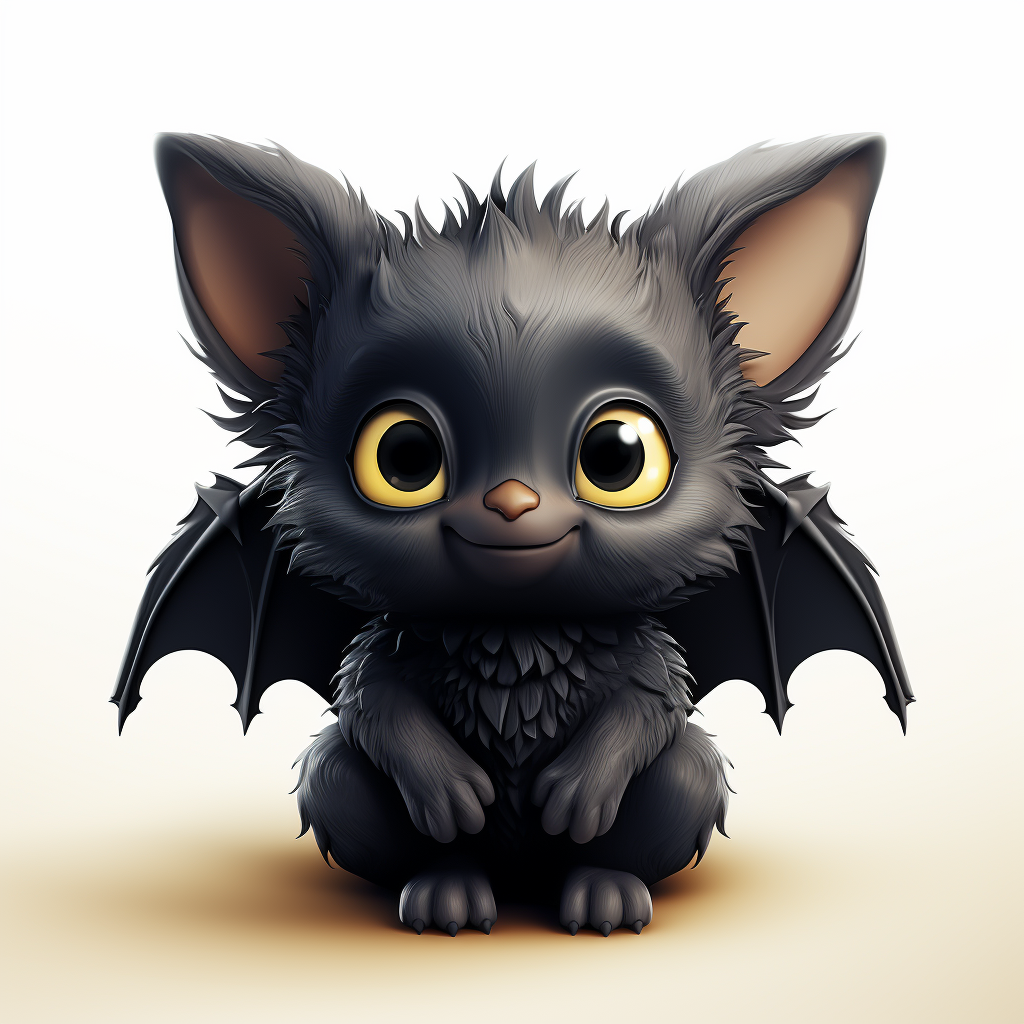 Highly detailed cute bat chibi clipart