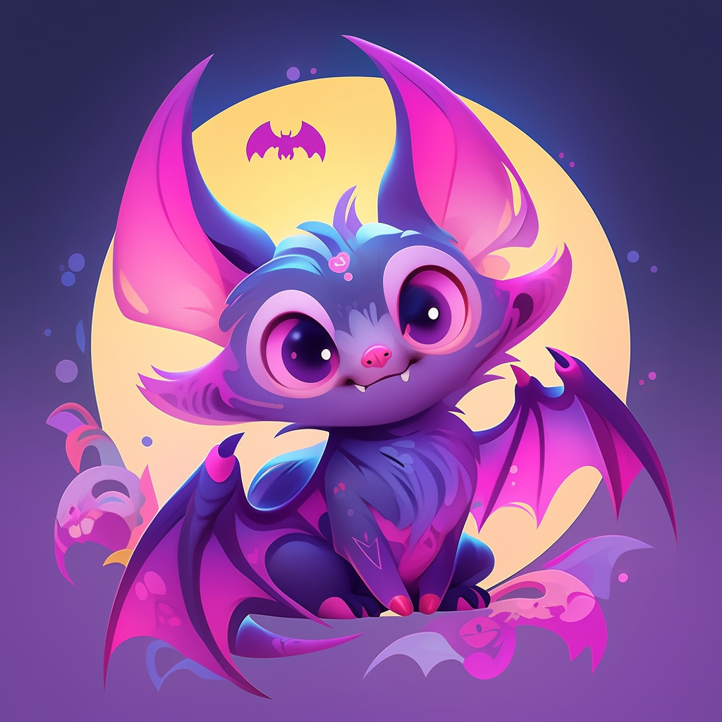 Cute Bat Illustration on Whimsy Background