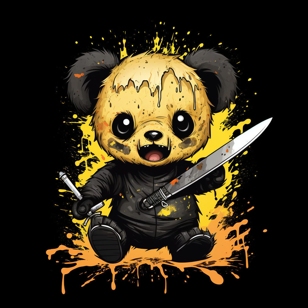 Illustration of a cute bear holding a knife