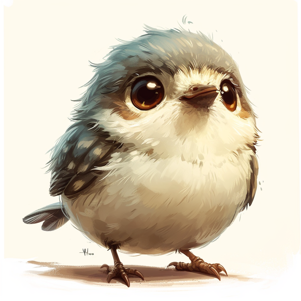 Cute bird Hayao Miyazaki style