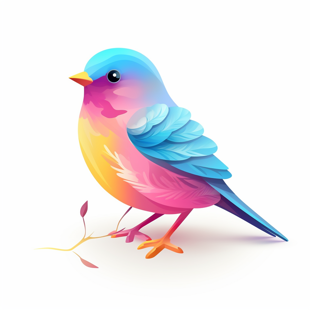 Cute Bird on Transparent White Background