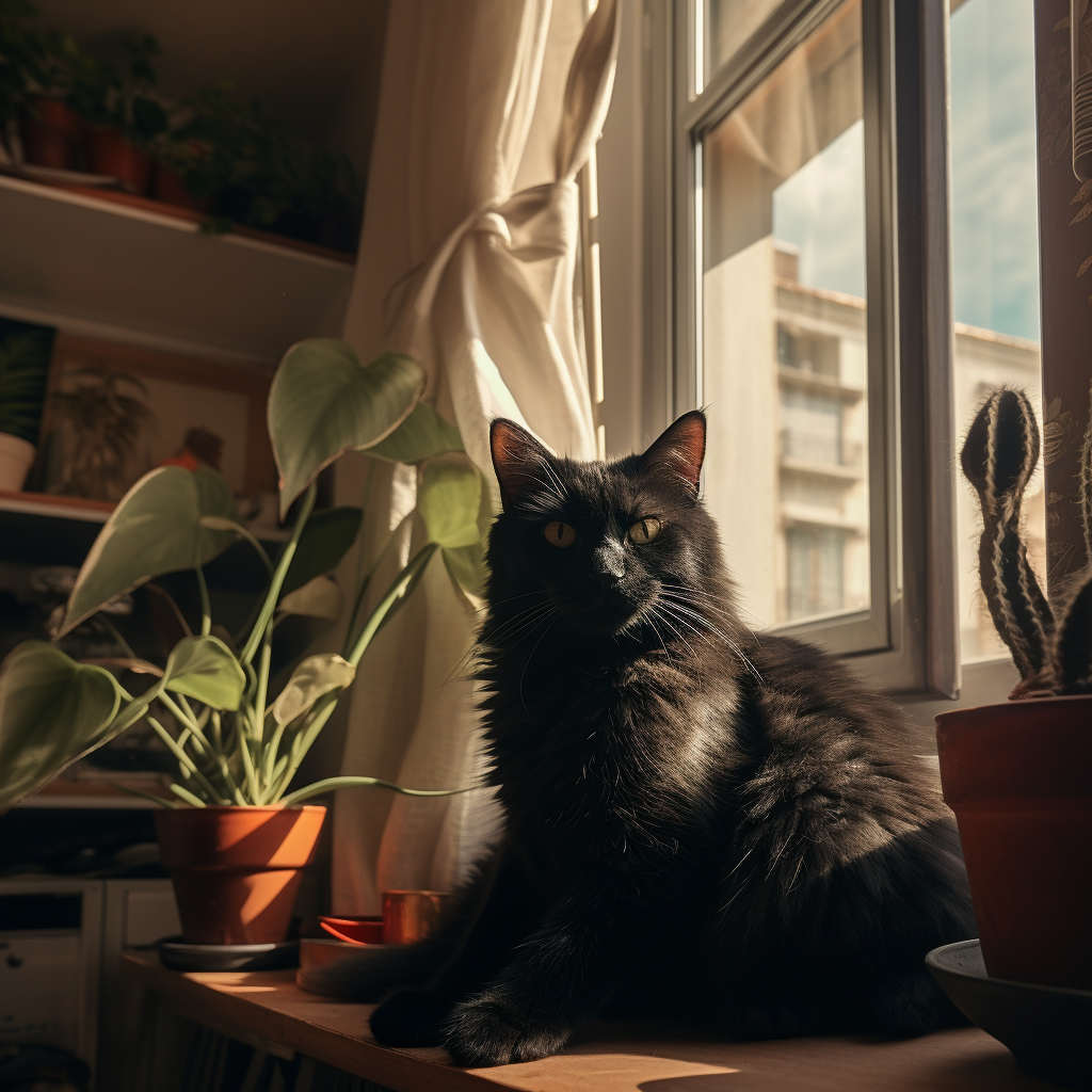 Cute black cat Anakin playing