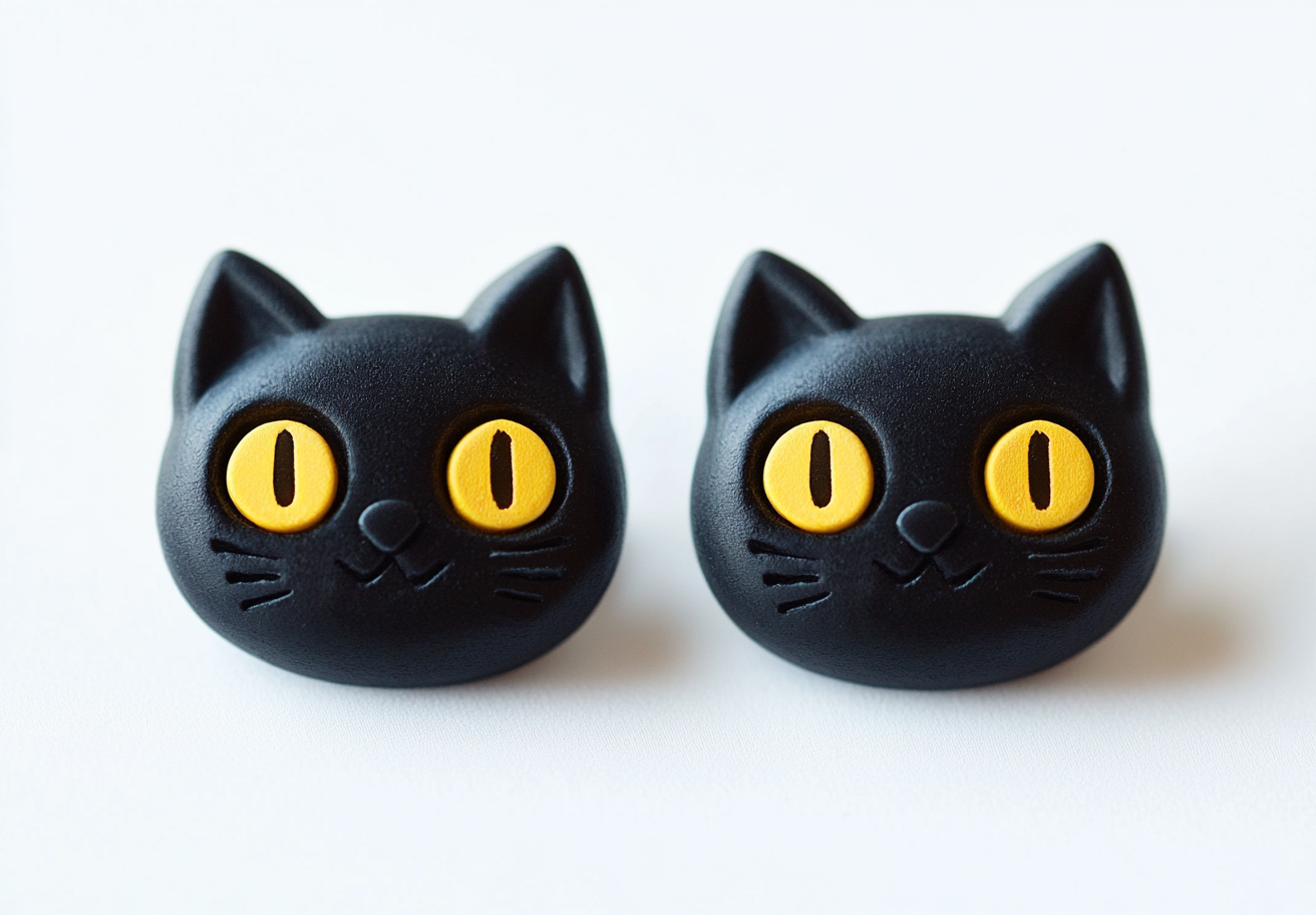 black cat earrings yellow eyes