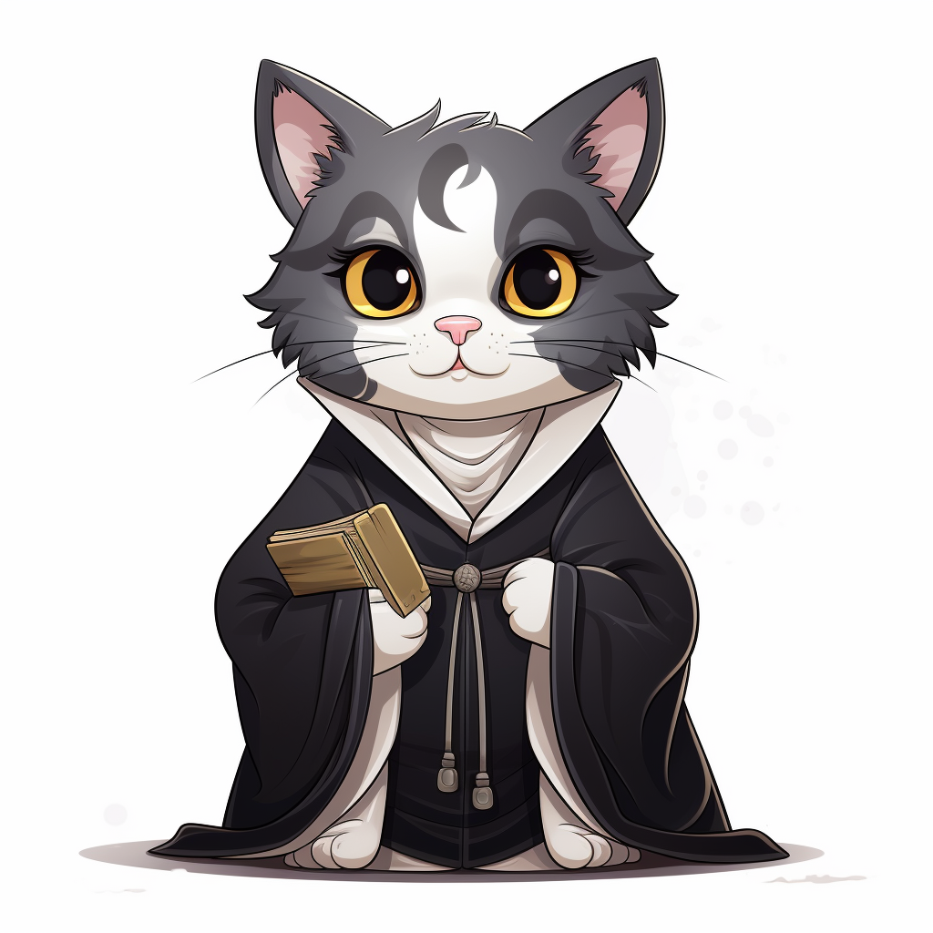 Cute cat in priest robes