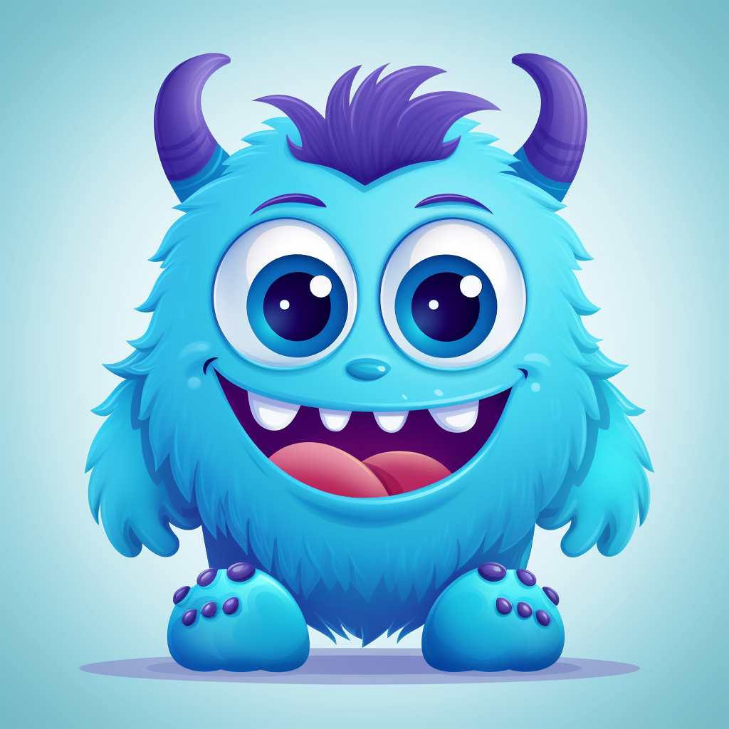 Cute blue monster character illustration