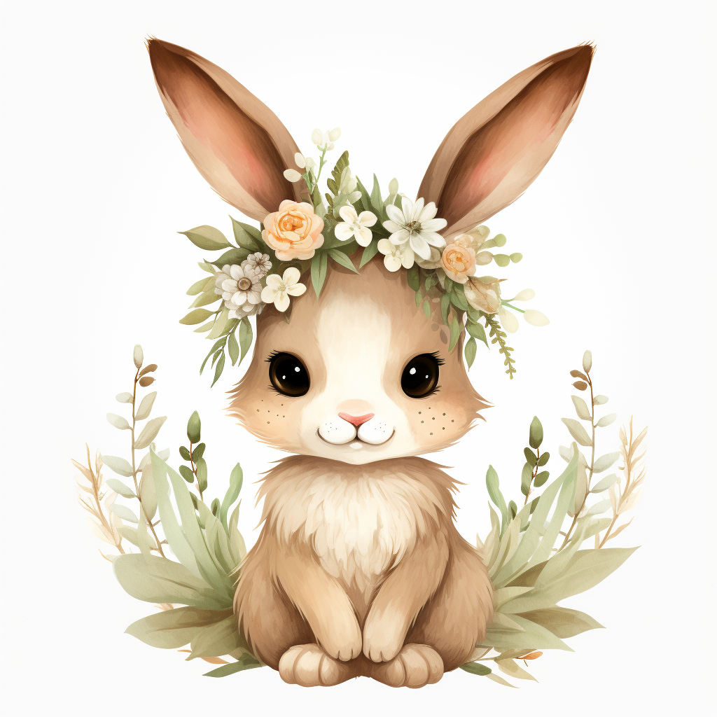 Cute Boho Easter Bunny Illustration