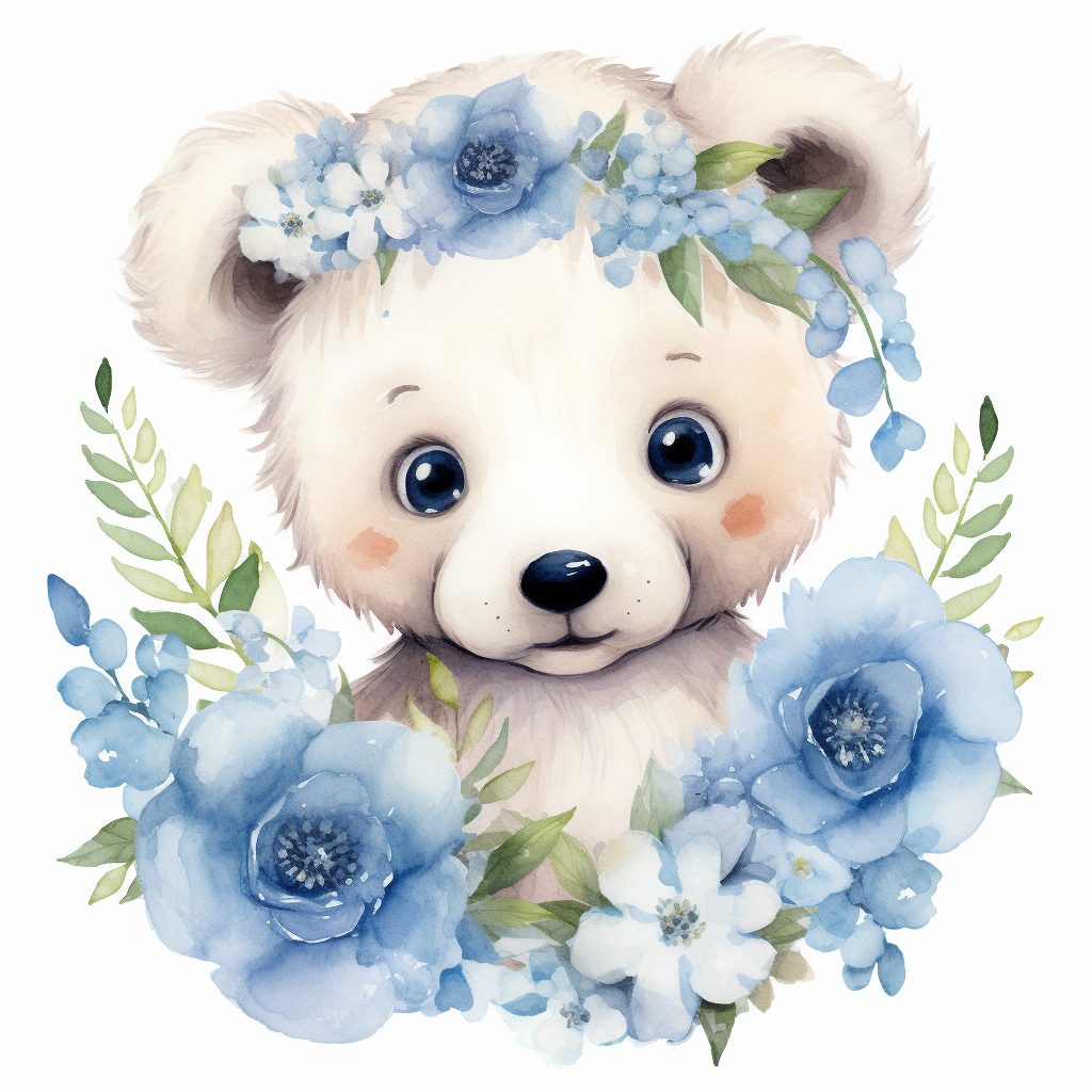 Cute Baby Bear Watercolor Clipart