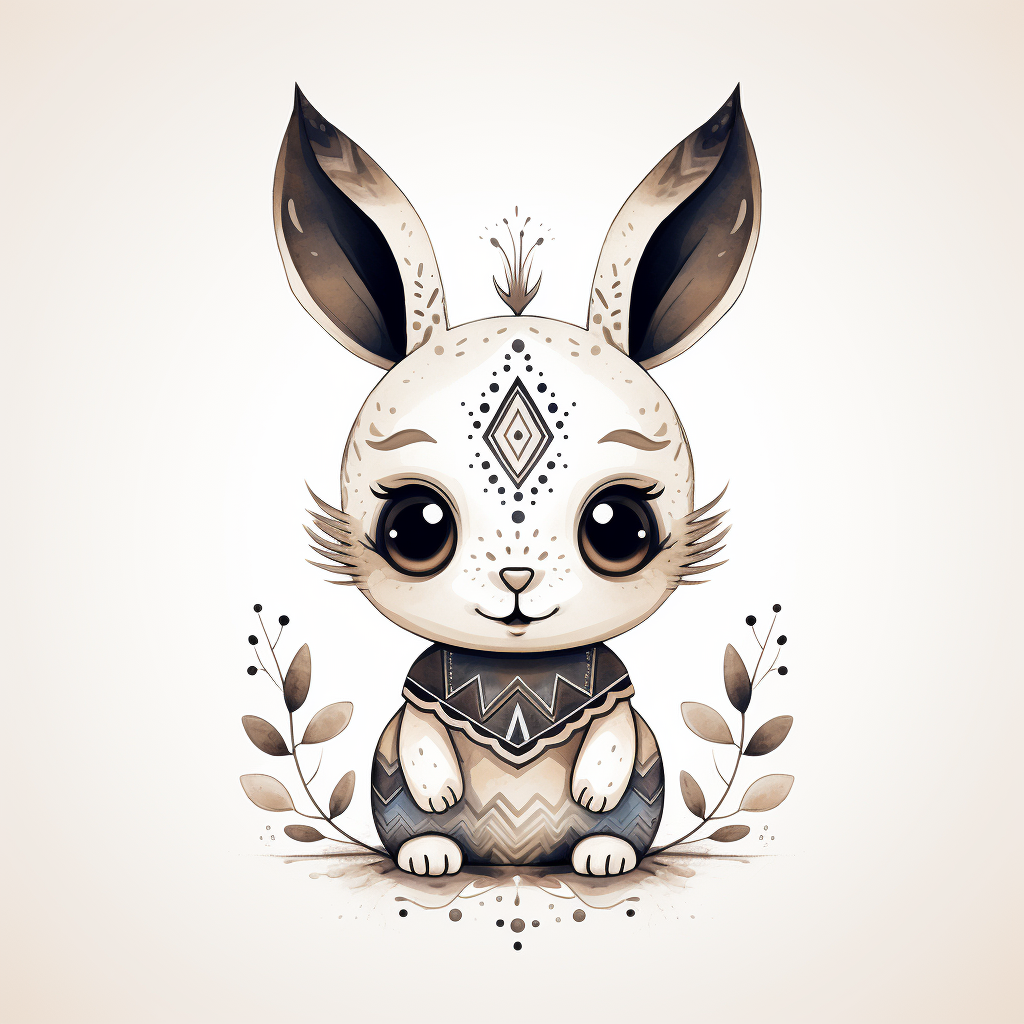 Super cute boho baby rabbit with big eyes