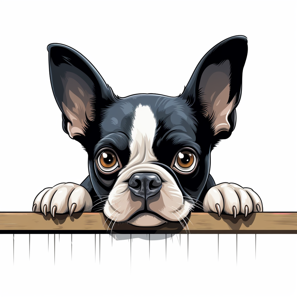 Cute Boston Terrier Dog Peeking