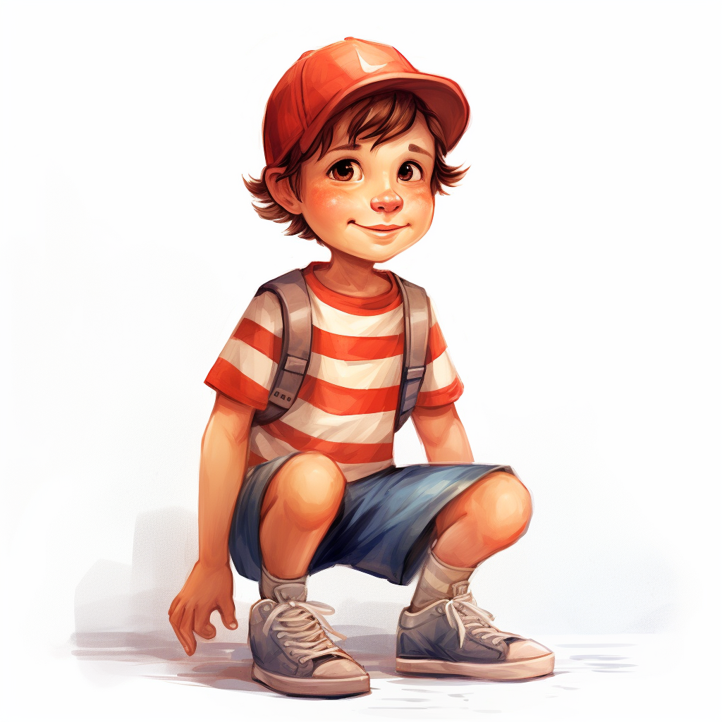 Cute boy with mischief and blue striped t-shirt