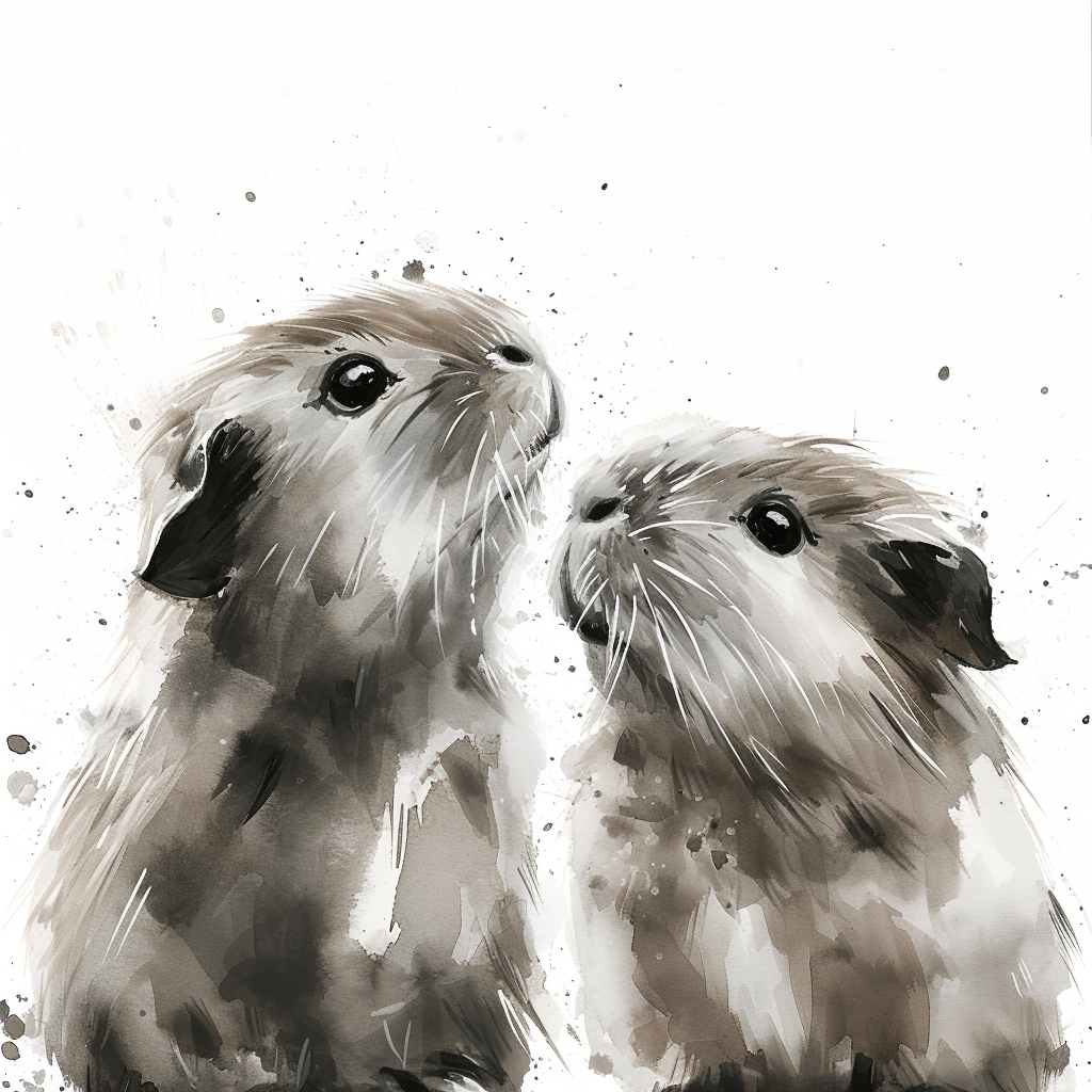 Cute brown guinea pigs looking up