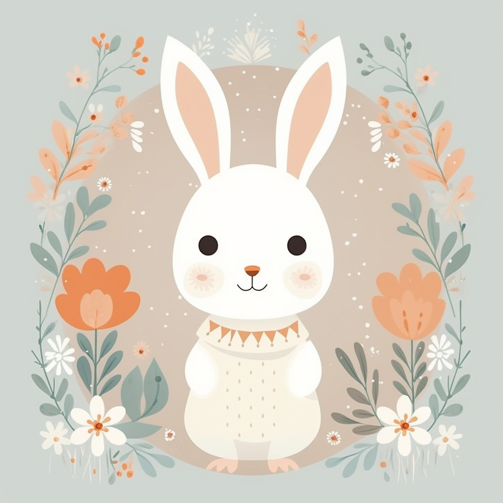 Cozy and Joyful Vintage-Style Bunny Dream Poster