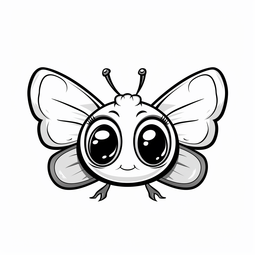 Cute white butterfly cartoon for kids