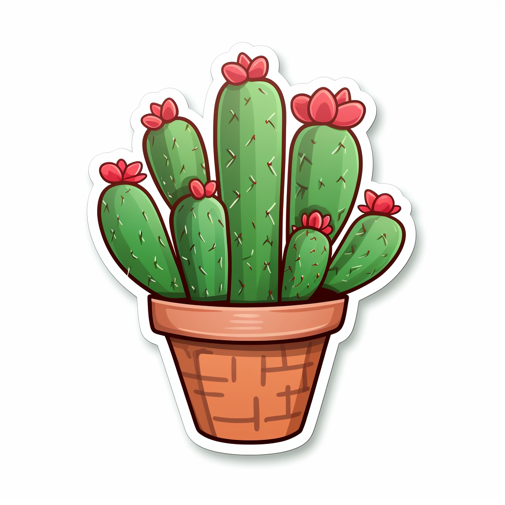 Cute cactus valentine sticker on white background