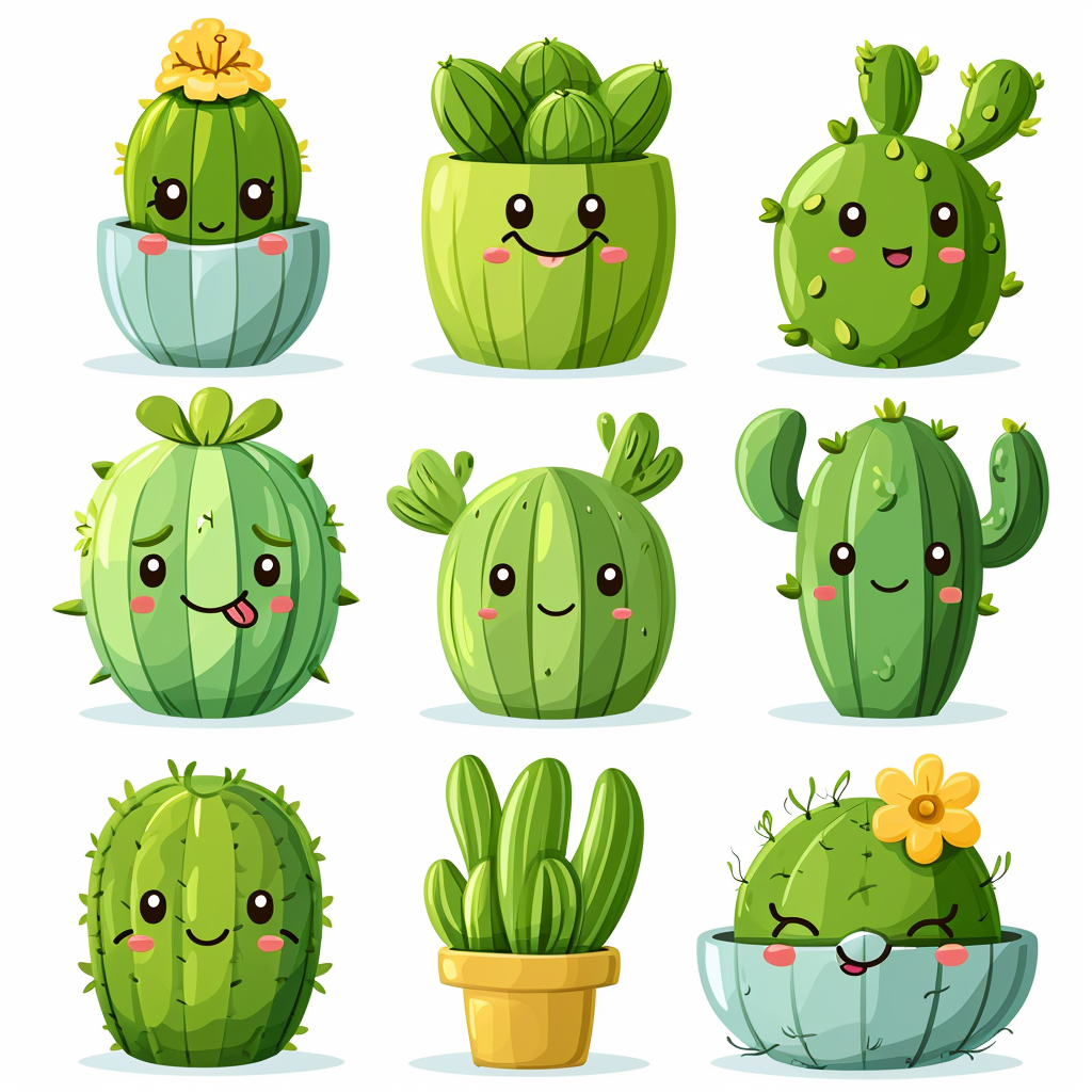 Cute cactus cartoon art style