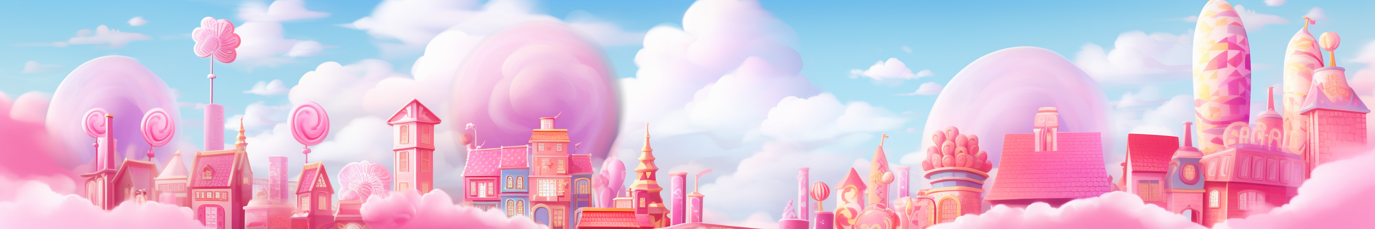 Colorful Steampunk City with Cute Candy Theme