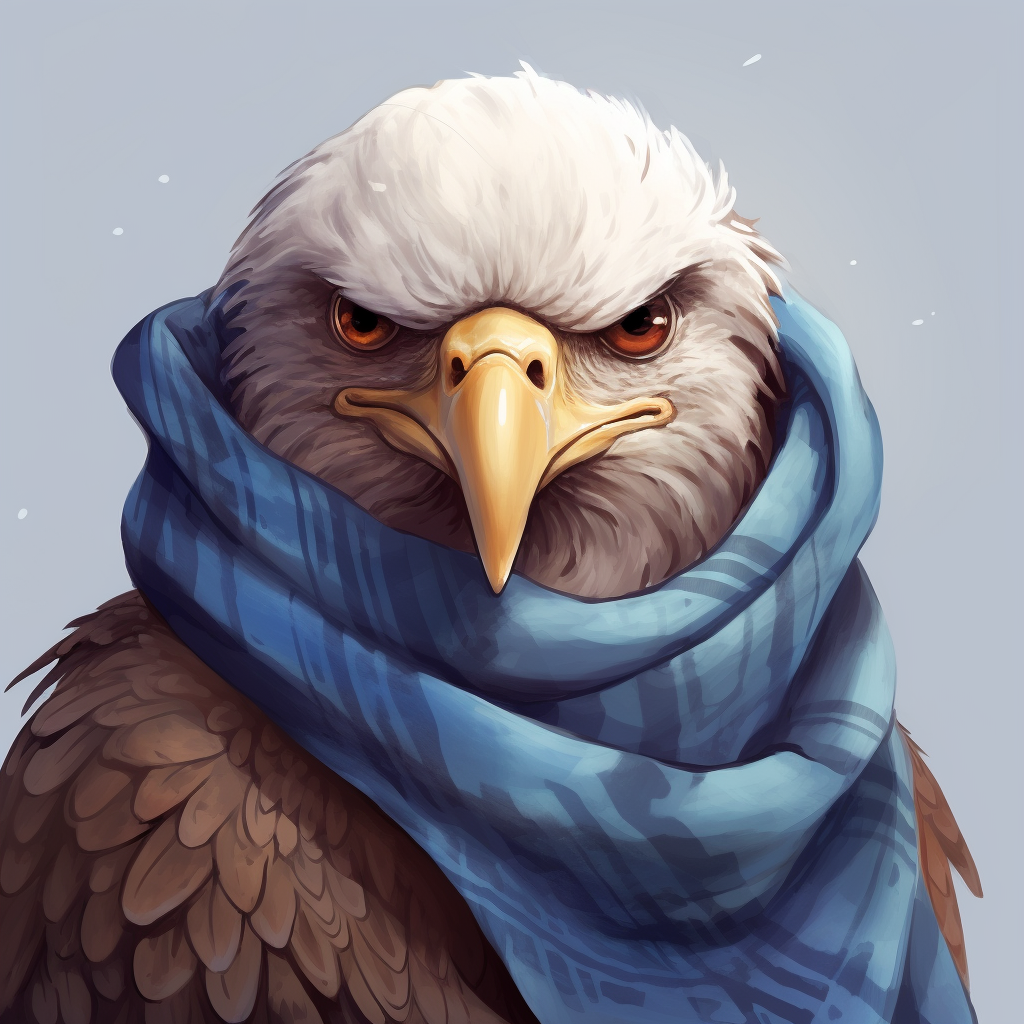 Cute Bald Eagle with Blue Scarf